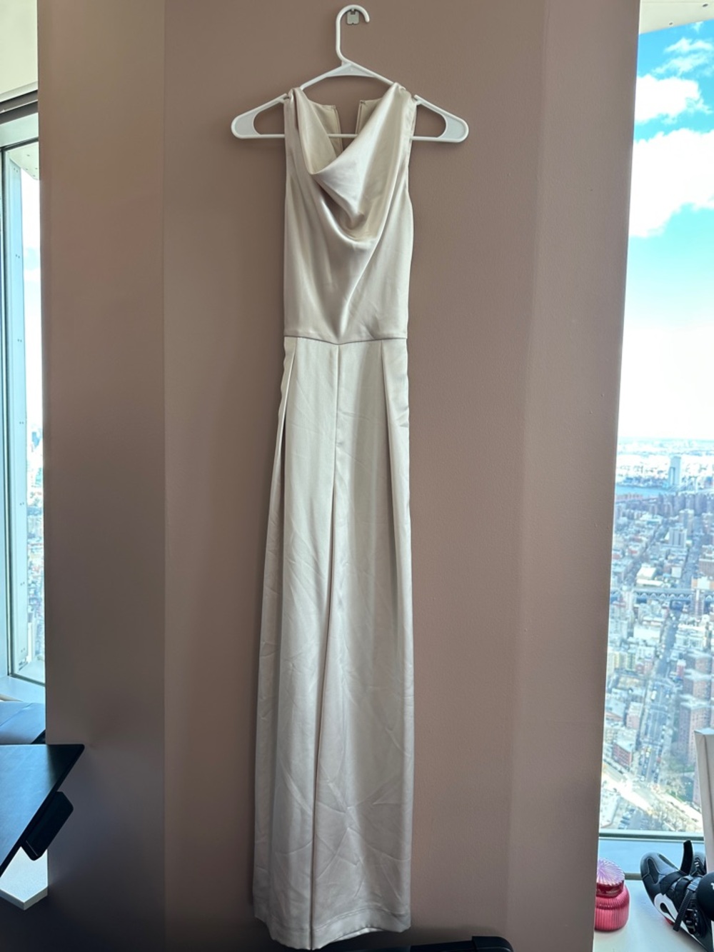 Elegant Cream Cowl-Neck Jumpsuit